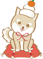 Year of the dog (Kagami mochi) Illustration 2018 Cute dog