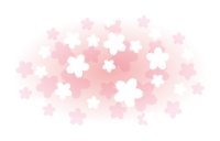 淡いピンクの光の中にたくさんの桜イラスト-ワンポイント(フリー