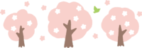 手绘触摸的3棵樱花树