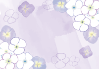 淡い紫の紫陽花夏のおしゃれ水彩画風フレーム枠