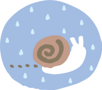 Snail (Dendenbushi) and rain in a circle-Cute rainy season