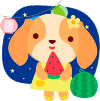 Cavalier (dog) summer festival (watermelon at summer festival) Cute animals