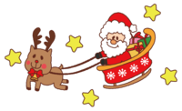 December Cute illustration (Santa and reindeer riding a sleigh)