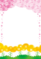 Cute fuzzy spring frame of cherry blossoms