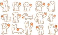 Handwritten 15 dogs in the palm of the hand greetings-Year 2018 Cute