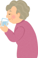 Grandmother drinking water / Medical / Health