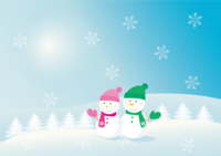 Winter background material-Cute snowman and vast snow scene