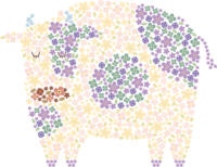 花の模様(柄)で描かれた牛-2021-かわいい丑年
