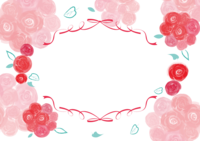 バラ(薔薇)の花束おしゃれ水彩画風フレーム枠