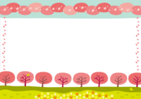 Spring-colored bank frame with a cute handmade feeling of cherry blossoms