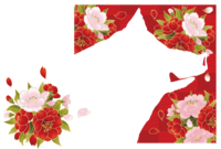 和風イノシシ(赤かげ)亥年の年賀状2019背景