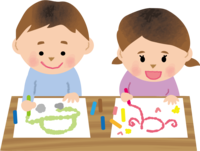 Cute nursery school children to draw