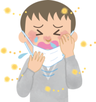 Boy (junior high school student) hay fever-Illustration (mask-sneezing-snot-itching eyes)
