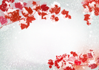 红叶上雪花框冬天插图装饰框