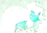 Singing bird, fashionable and beautiful frame background of musical notes