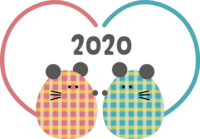 Two mice with heart-shaped tails (rats-rats) Cute child years (2020)