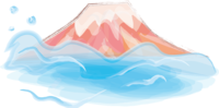 筆描き風-富士山と海