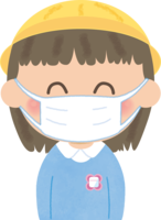 Girl (kindergarten child) masked 'smile'