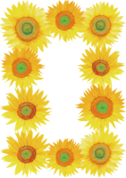 Frame of sunflowers that surrounds vertically (real edition)