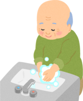 Grandfather washing hands / Medical / Health