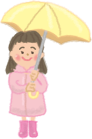 穿着河童(雨衣)打伞的女孩