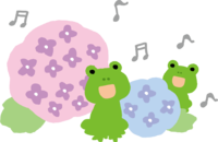 Cute cute hydrangea and singing frog