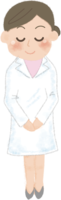 Illustration of a pharmacist bowing / hospital