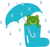 长靴里打伞的青蛙梅雨