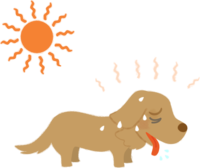 熱中症で犬が衰弱するイラスト／医療／夏