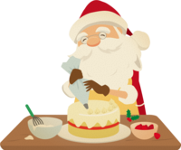 Fashionable (making cake) Santa Claus