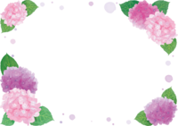 ピンクアジサイを角飾りフレーム枠イラスト(おしゃれ綺麗)