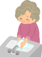 Grandmother washing hands / Medical / Health