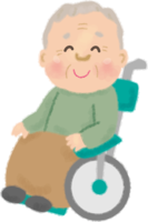 Grandpa in a cute wheelchair Illustration / Elderly-Old man
