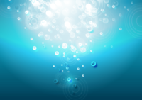 从水中看到的下雨水面水滴的真实背景(蓝色)插图
