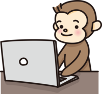 Cute monkey typing characters on a computer