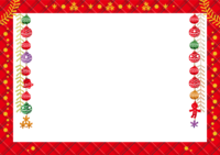 圣诞框架插图(红色彩色方格图案和北欧风格装饰