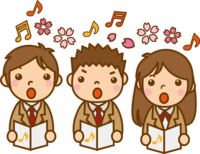 校歌を歌う学生-春