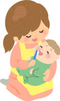 Mother brushing her baby / medical / health
