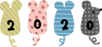 Various patterns with 2020 written on each back-mouse (mouse) cute child year