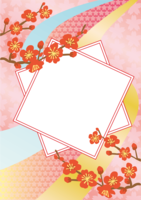 Japanese style frame Frame illustration (Beautiful Japanese pattern with splendid plum blossoms and branches