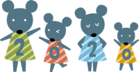 4 mice dressed in 2020 (rat-mouse) Cute child year (2020)