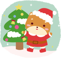 柴犬-サンタクロースのクリスマス