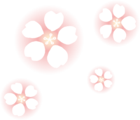 淡いピンクの光の中に手描きタッチの桜イラスト-ワンポイント(フリー