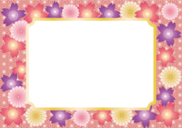 Japanese style frame frame illustration (cherry blossoms and chrysanthemums gorgeously color the frame