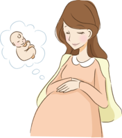 Pregnant woman imagining a newborn baby