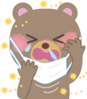 熊的花粉症插图(口罩打喷嚏鼻涕眼睛发痒)
