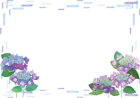 用雨花包围的额绣球花框架插图"漂亮"