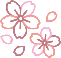 色んなピンクの花びらの線画の桜-おしゃれ