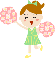 Cheerleader who supports cute cherry tree branches as bonbons