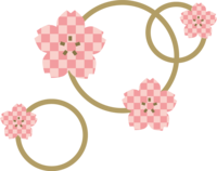 Checkered cherry blossoms and circle pattern illustration-One point (free)